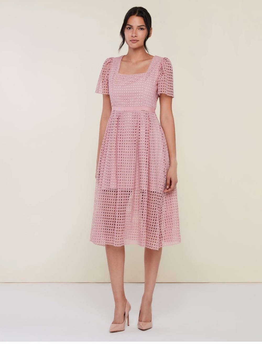 Rachel Parcell Blush Pink Eyelet Midi Dress